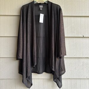 NWT Black Gold Shimmer Wrap Sweater  Knit Open Front Cardigan Size Large